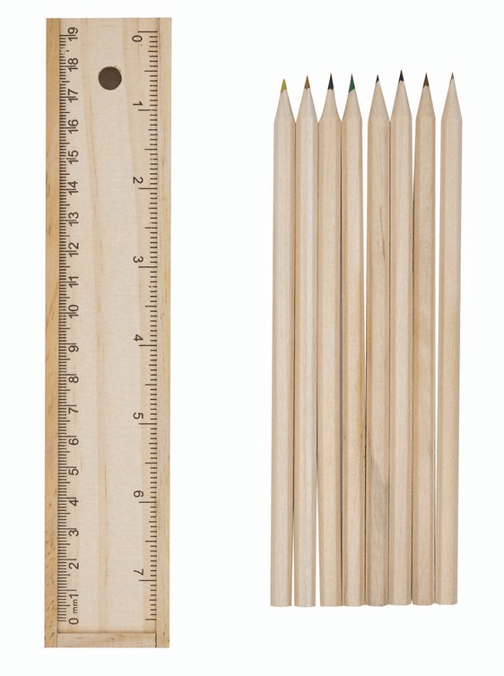 8-delige geslepen potloodset hout