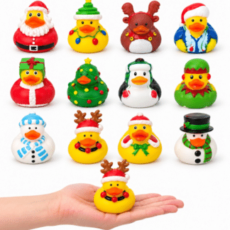 Mini rubberen kersteendjes (5 cm) – 12 verschillende ontwerpen