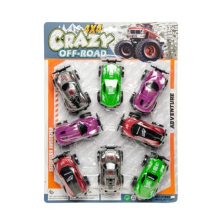 Sensationele slipauto set met acht stuks